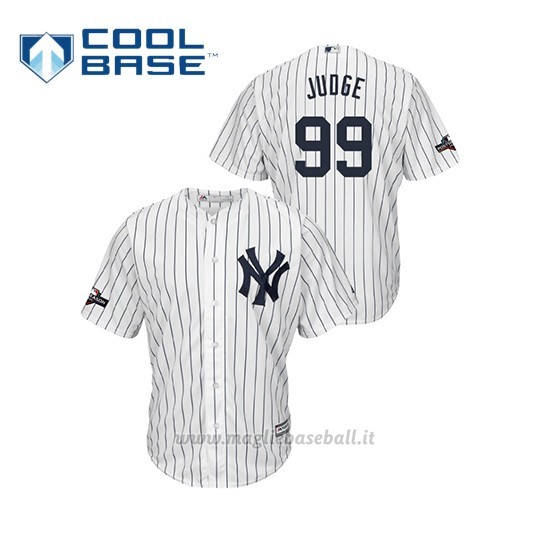 Maglia Baseball Uomo New Y Ork Yankees 99 Aaron Judge 2019 Postseason Cool Base Bianco